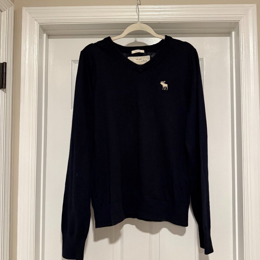 Abercombie & Fitch Navy V Neck Sweater - XL